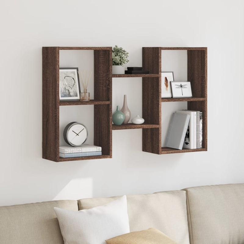 vidaXL barna tölgyszínű szerelt fa fali polc 96 x 18 x 60 cm