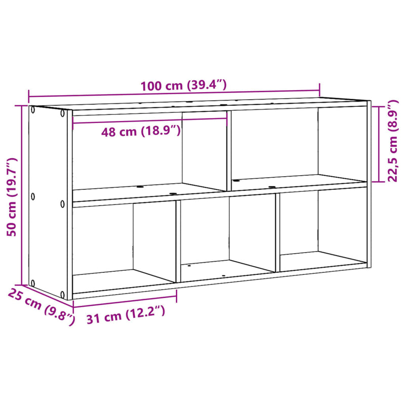 vidaXL fehér szerelt fa fali polc 100 x 25 x 50 cm