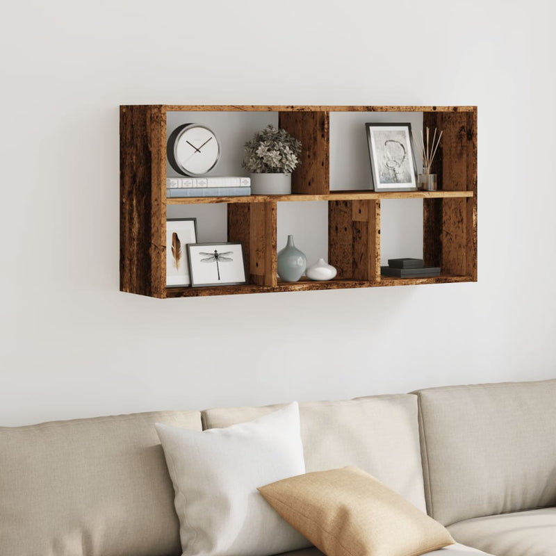 vidaXL antik fa színű szerelt fa fali polc 100 x 25 x 50 cm