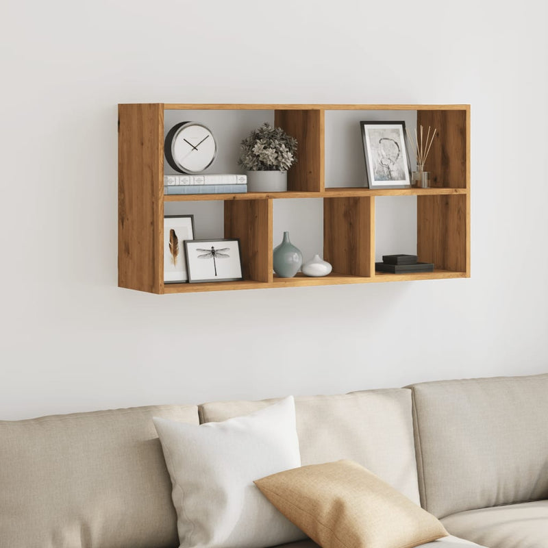 vidaXL kézműves tölgy színű szerelt fa fali polc 100 x 25 x 50 cm