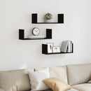 vidaXL 3 db fekete szerelt fa fali polc 58 x 18 x 18 cm