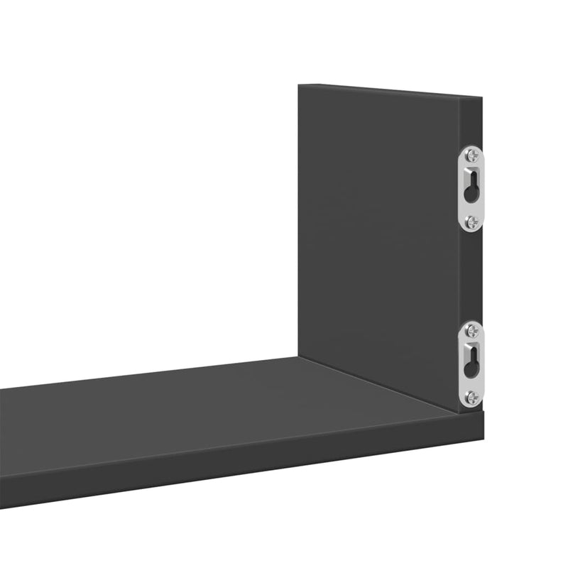 vidaXL 3 db fekete szerelt fa fali polc 58 x 18 x 18 cm