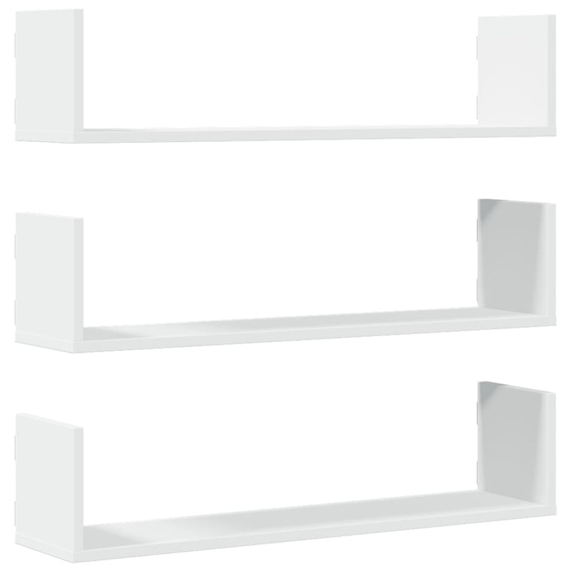 vidaXL 3 db fehér szerelt fa fali polc 80 x 18 x 18 cm