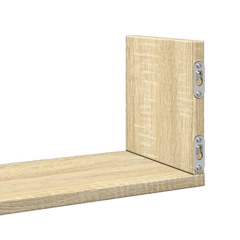 vidaXL 3 db sonoma tölgy színű szerelt fa fali polc 80 x 18 x 18 cm