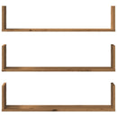 vidaXL 3 db kézműves tölgy színű szerelt fa fali polc 80 x 18 x 18 cm