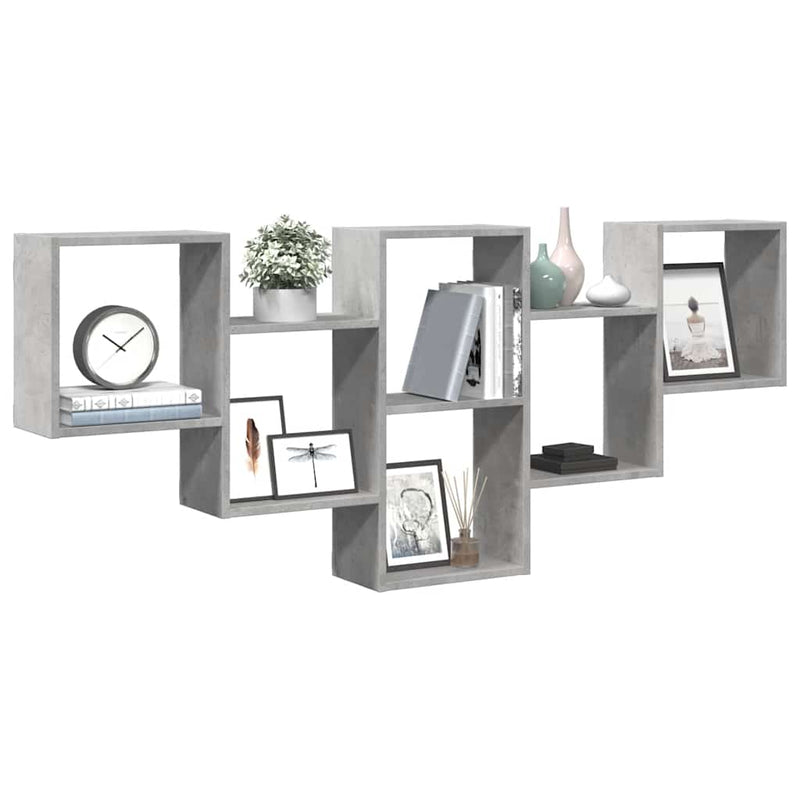 vidaXL betonszürke szerelt fa fali polc 159 x 18 x 66 cm