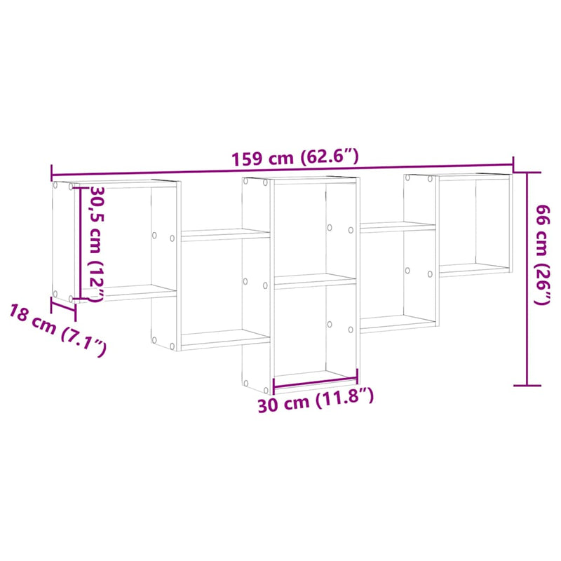vidaXL antik fa színű szerelt fa fali polc 159 x 18 x 66 cm
