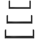 vidaXL 3 db fekete szerelt fa fali polc