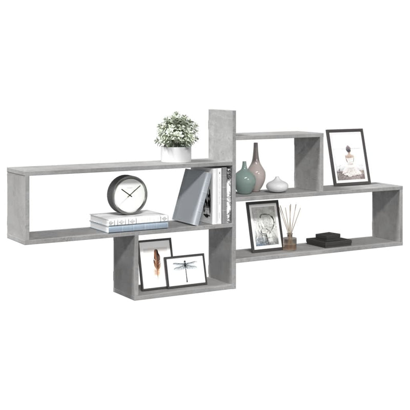 vidaXL betonszürke szerelt fa fali polc 167,5 x 18 x 68 cm