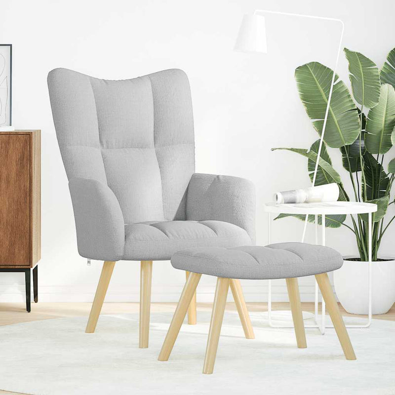 vidaXL felhőszürke szövet relaxáló szék zsámollyal