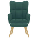 vidaXL sötétzöld szövet pihenőfotel lábtartóval