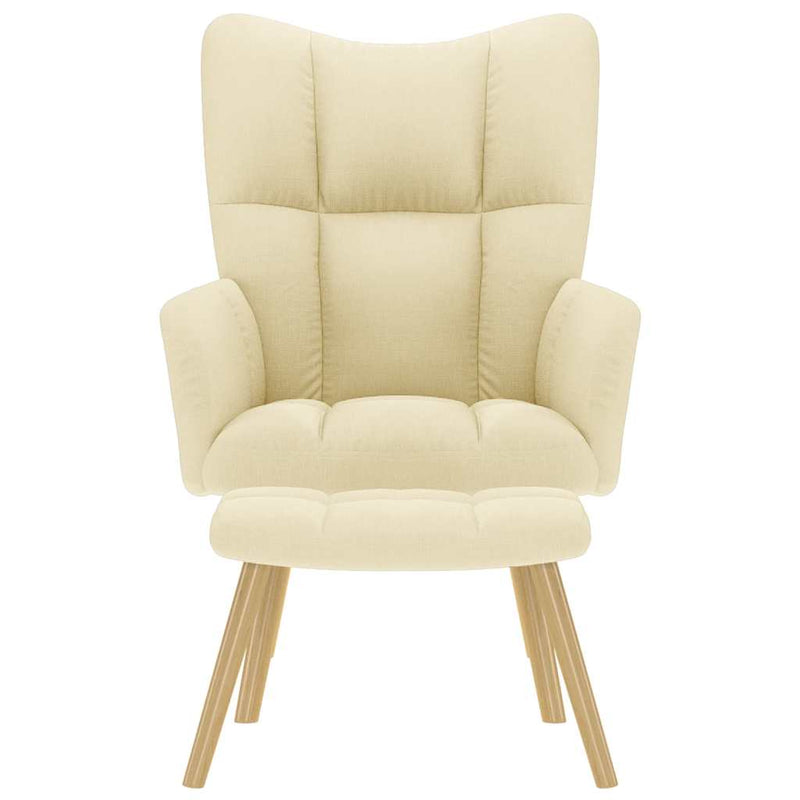 vidaXL krémszínű szövet pihenőfotel lábtartóval