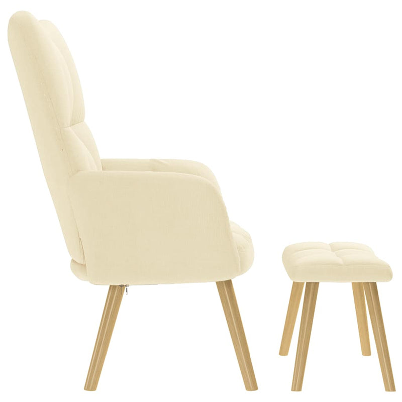 vidaXL krémszínű szövet pihenőfotel lábtartóval