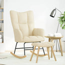 vidaXL krémszínű szövet hintaszék lábtartóval