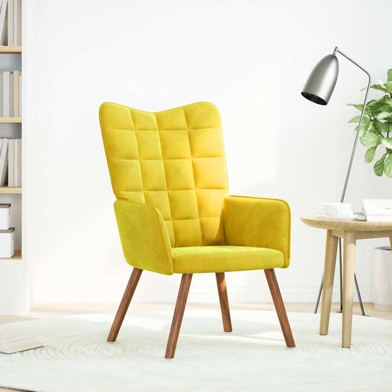 vidaXL Relaxáló szék sárga bársony