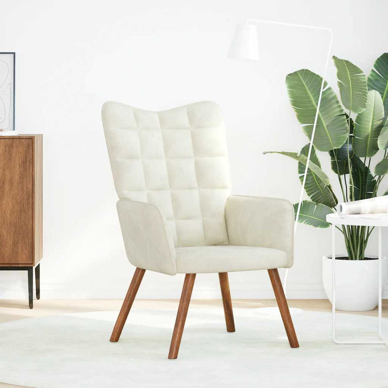 vidaXL krémfehér bársony pihenőfotel