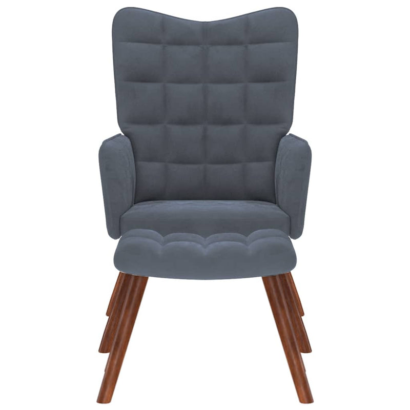 vidaXL sötétszürke bársony pihenőfotel zsámolynal