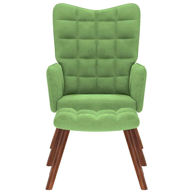 vidaXL világoszöld bársony pihenőfotel lábtartóval