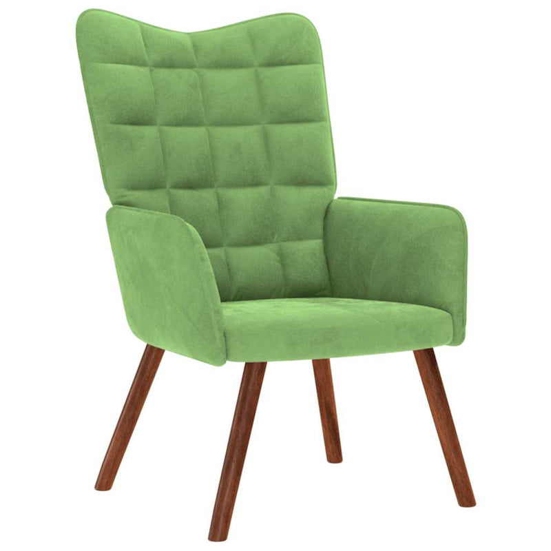 vidaXL világoszöld bársony pihenőfotel lábtartóval