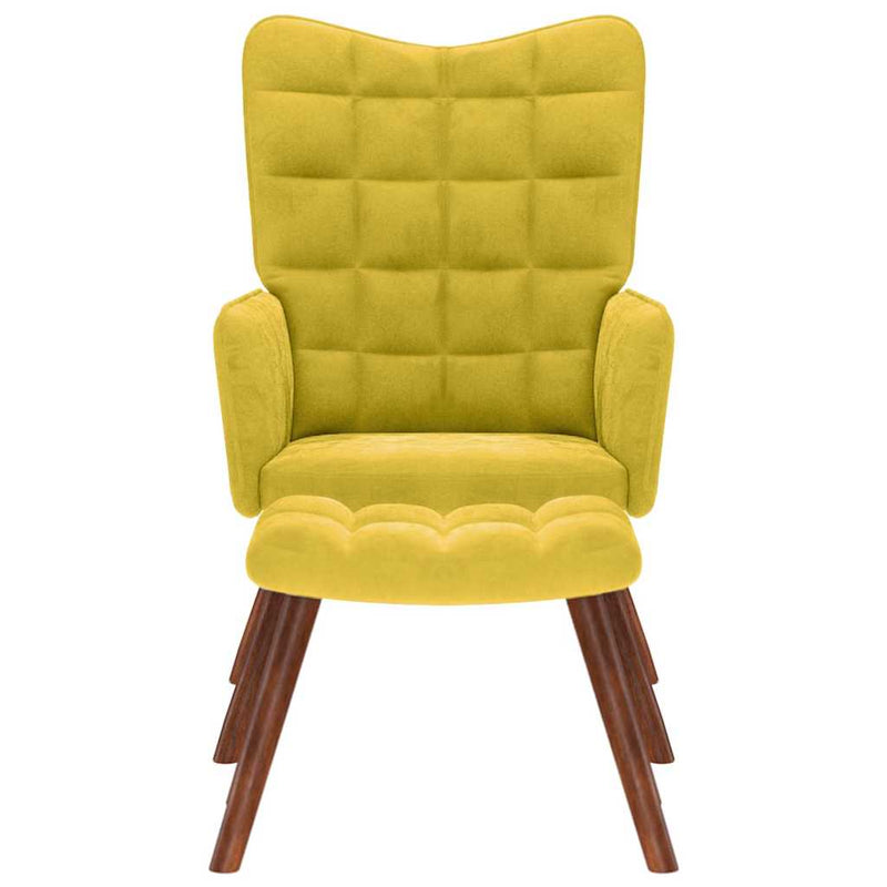 vidaXL sárga bársony pihenőfotel zsámolynal