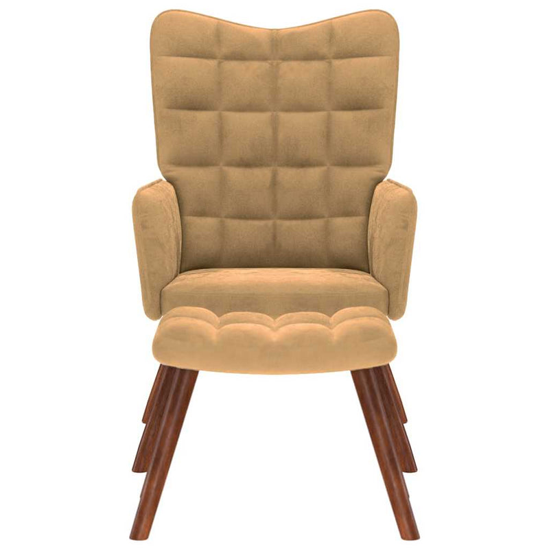 vidaXL barna bársony pihenőfotel lábtartóval