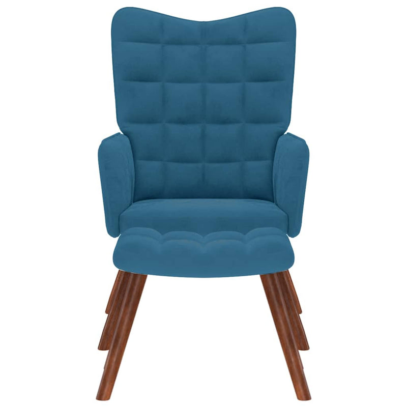 vidaXL kék bársony pihenőfotel lábtartóval