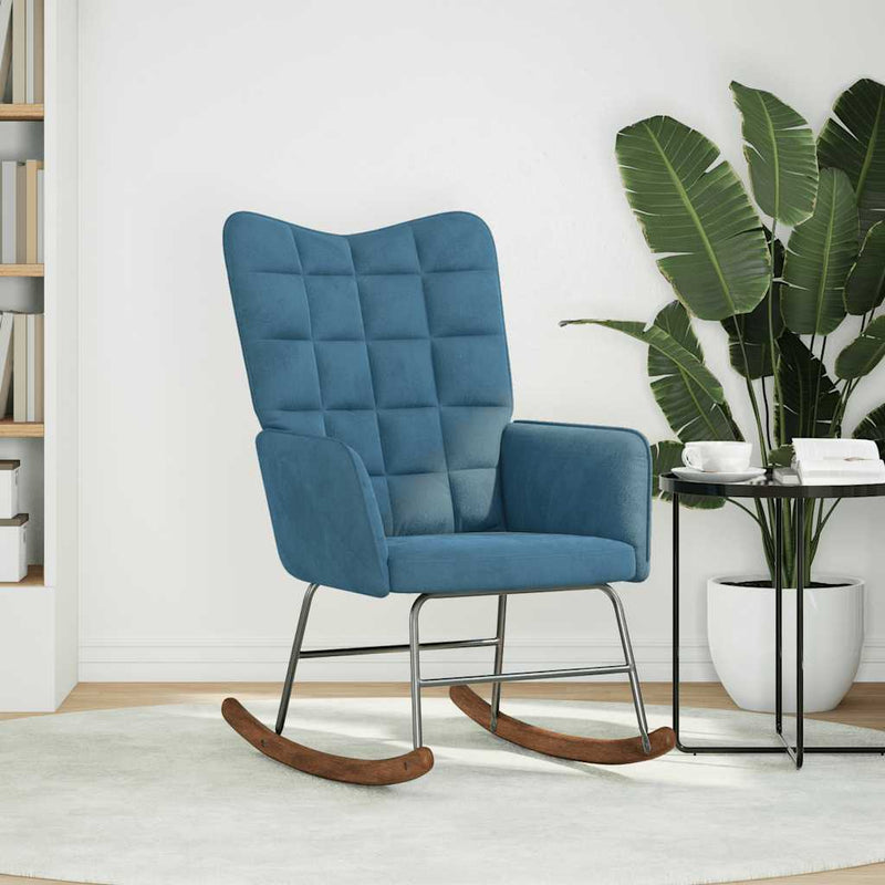 vidaXL kék bársony hintaszék