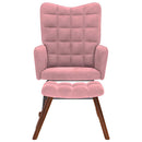 vidaXL rózsaszín bársony hintaszék lábtartóval