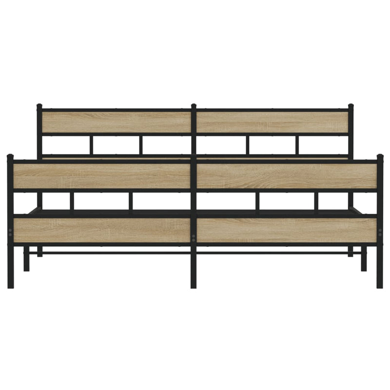 vidaXL sonoma tölgy színű fém ágykeret matrac nélkül 183 x 213 cm