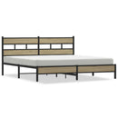 vidaXL sonoma tölgy színű fém ágykeret matrac nélkül 200 x 200 cm