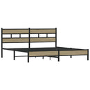 vidaXL sonoma tölgy színű fém ágykeret matrac nélkül 200 x 200 cm