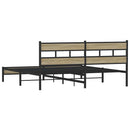 vidaXL sonoma tölgy színű fém ágykeret matrac nélkül 200 x 200 cm
