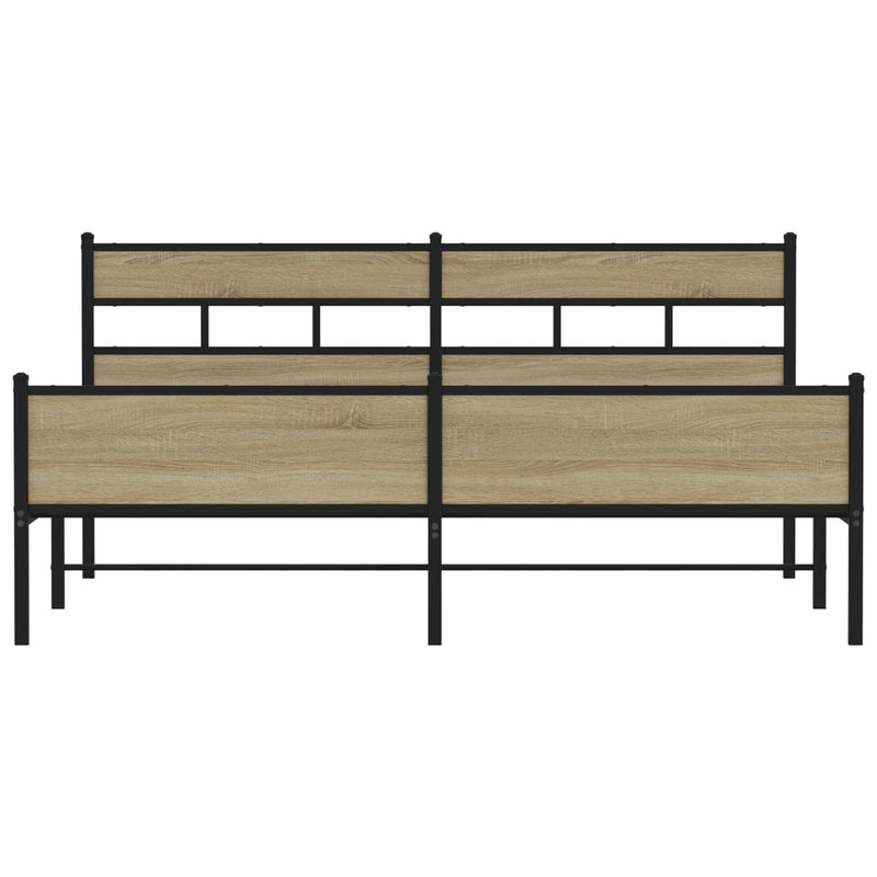 vidaXL sonoma tölgy színű fém ágykeret matrac nélkül 200 x 200 cm