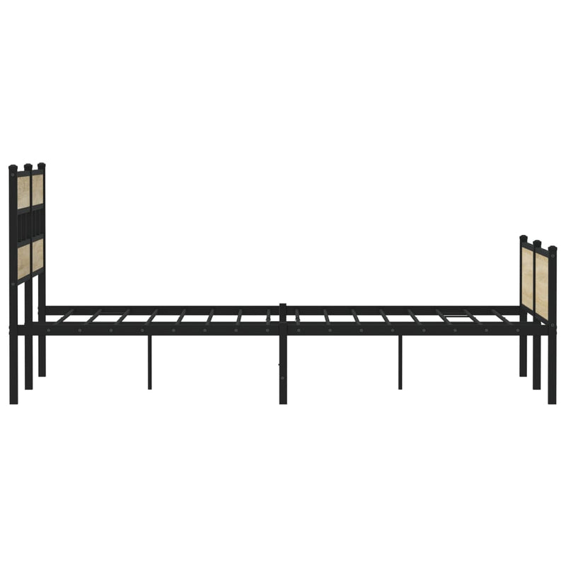 vidaXL sonoma tölgy színű fém ágykeret matrac nélkül 200 x 200 cm