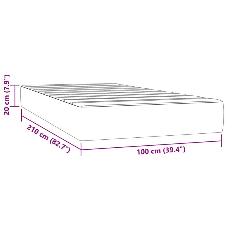 vidaXL fekete bársony zsebrugós ágymatrac 100x210x20 cm