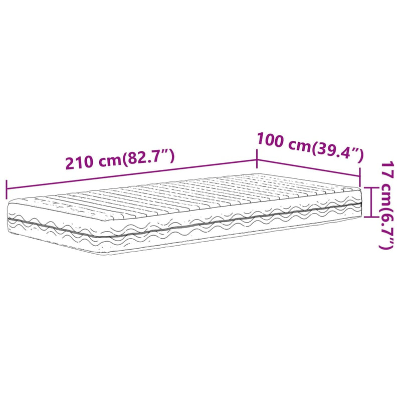 vidaXL fehér H2/H3 keménységű habmatrac 100 x 210 cm