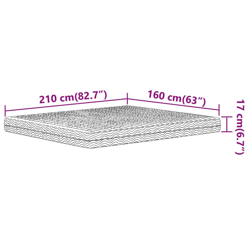 vidaXL fehér H2/H3 keménységű habmatrac 160 x 210 cm