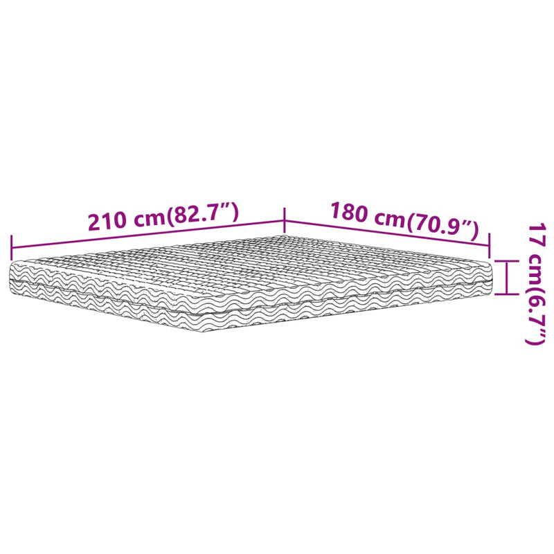 vidaXL fehér H2/H3 keménységű habmatrac 180 x 210 cm