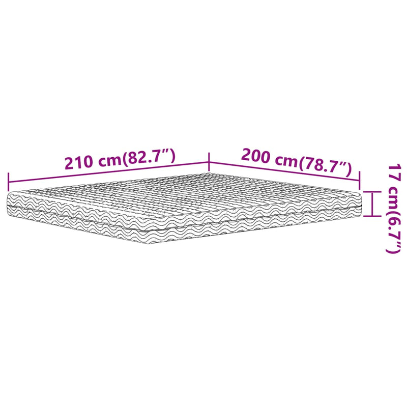 vidaXL fehér H2/H3 keménységű habmatrac 200 x 210 cm