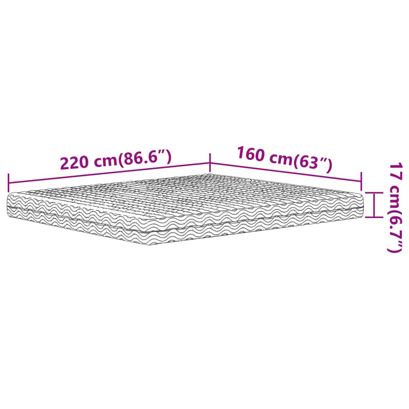 vidaXL fehér H2/H3 keménységű habmatrac 160 x 220 cm