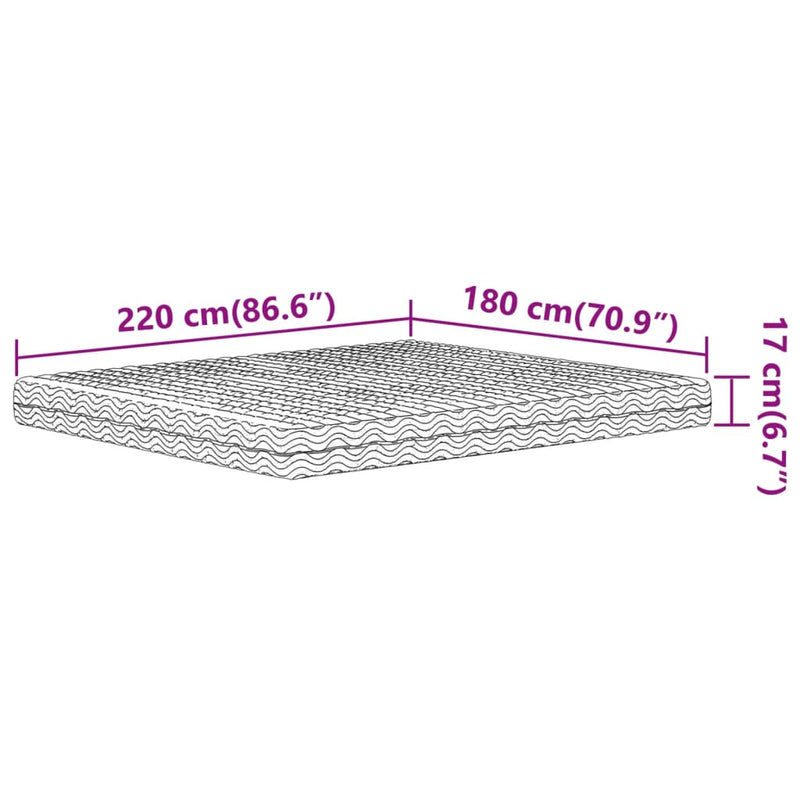 vidaXL fehér H2/H3 keménységű habmatrac 180 x 220 cm