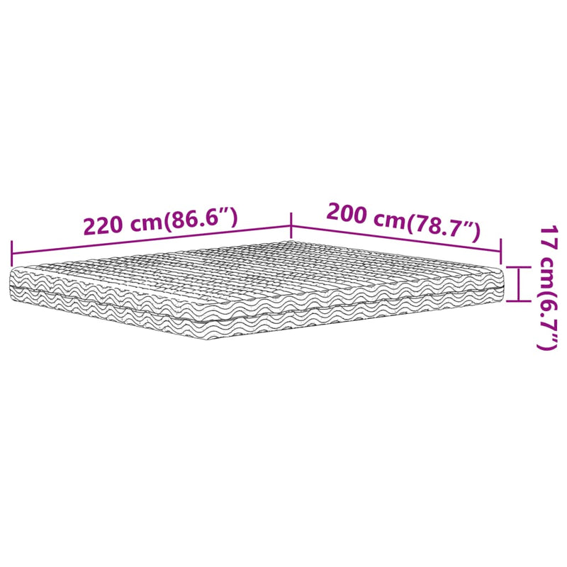 vidaXL fehér H2/H3 keménységű habmatrac 200 x 220 cm