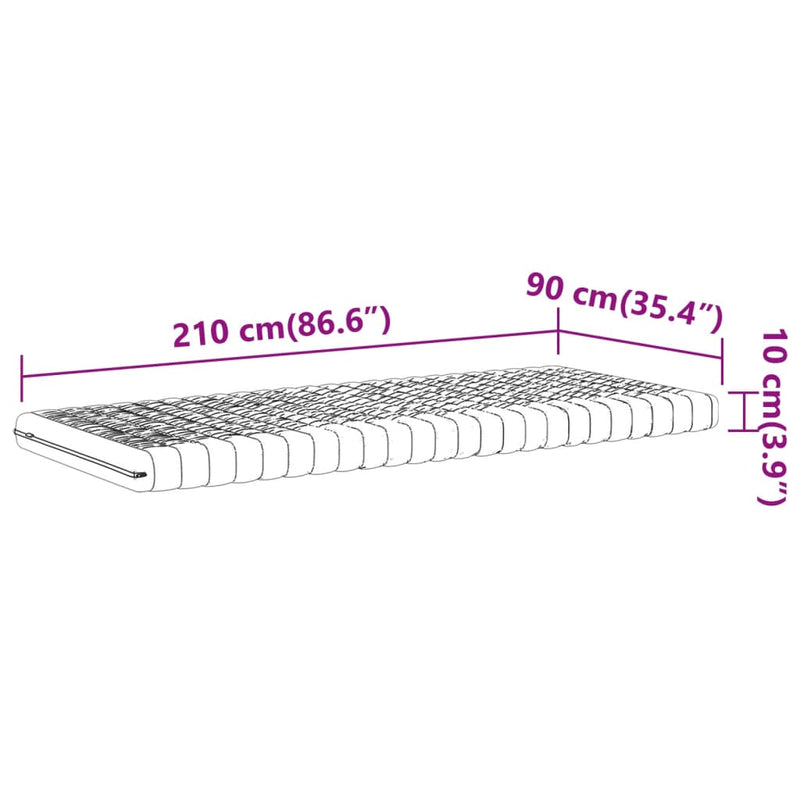 vidaXL fehér 7 zónás 20 ILD keménységű habmatrac 90 x 210 cm