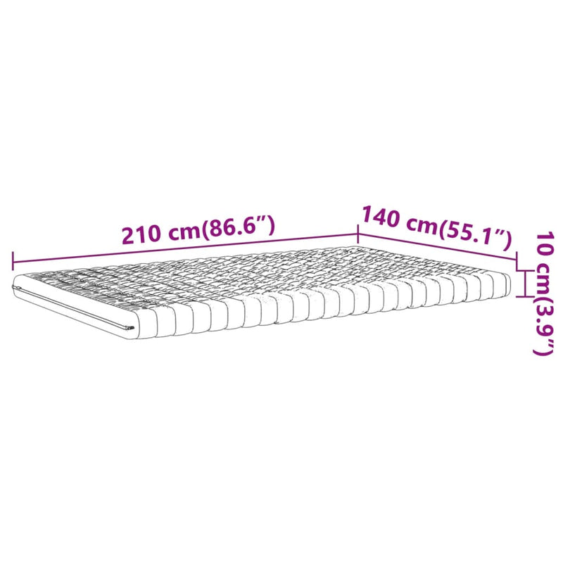 vidaXL fehér 7 zónás 20 ILD keménységű habmatrac 140 x 210 cm