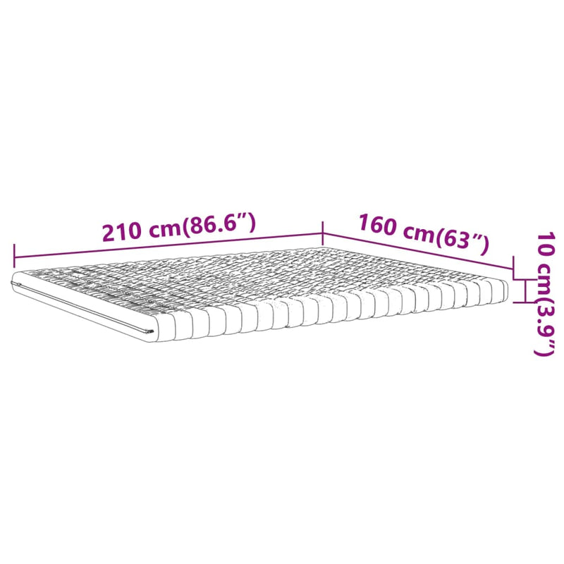 vidaXL fehér 7 zónás 20 ILD keménységű habmatrac 160 x 210 cm