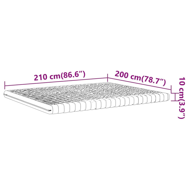 vidaXL fehér 7 zónás 20 ILD keménységű habmatrac 200 x 210 cm