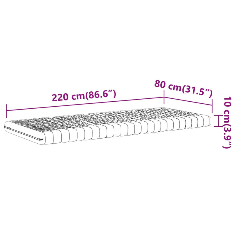 vidaXL fehér 7 zónás 20 ILD keménységű habmatrac 80 x 220 cm