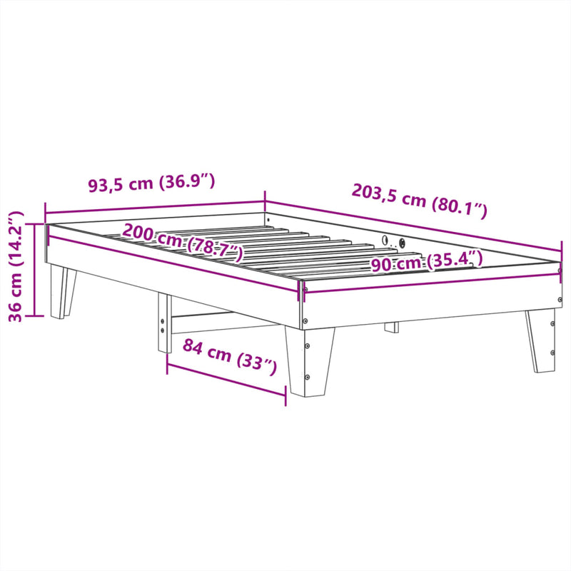 vidaXL tömör fenyőfa ágy matrac nélkül 90 x 200 cm