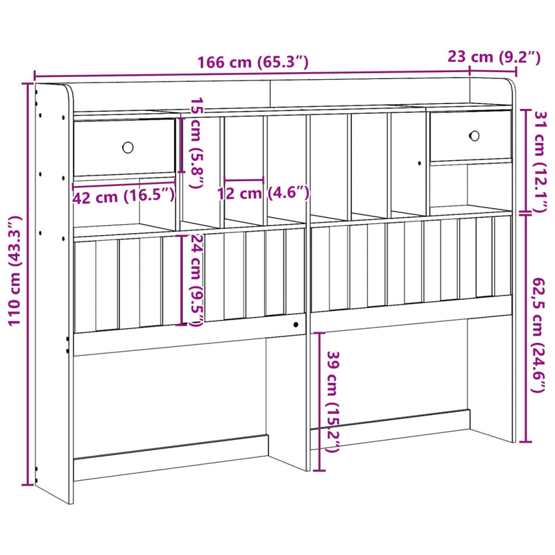 vidaXL tömör fenyőfa fejtámla tárolóval 160 cm