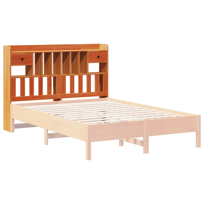 vidaXL viaszbarna tömör fenyőfa fejtámla tárolóval 140 cm